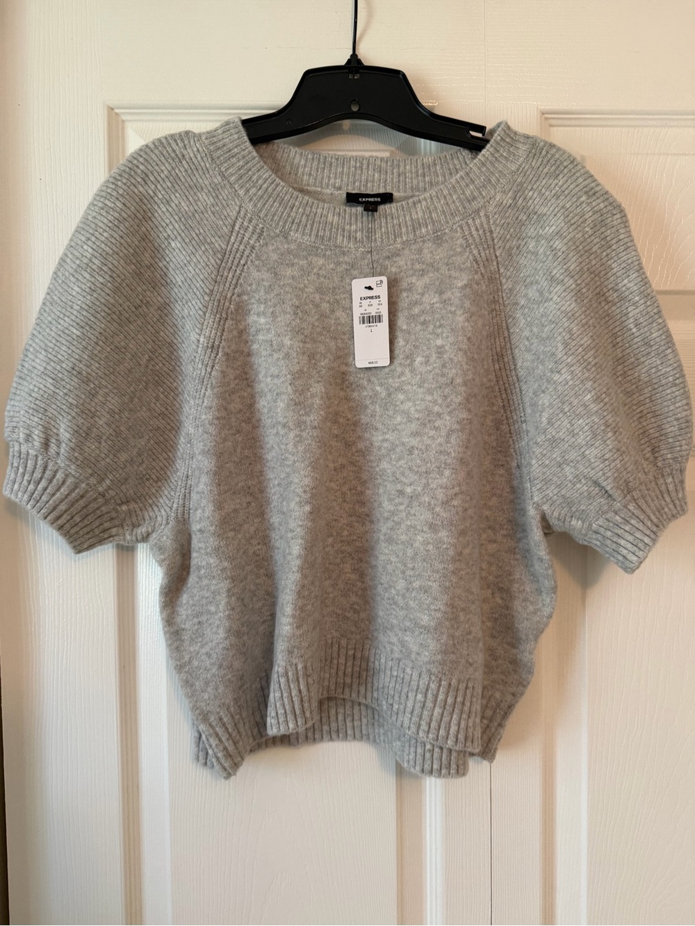Express Crew Neck Short Puff Sleeve Sweater